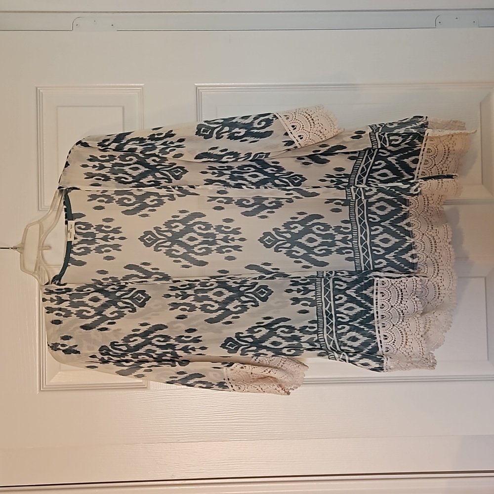 Mason and Belle teal and cream sheer kimono
